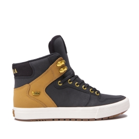 Supra Mens VAIDER COLD WEATHER High Top Shoes Black/Tan/bone | US-71813